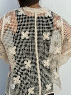 Camisa Botânica em Crochet Bege