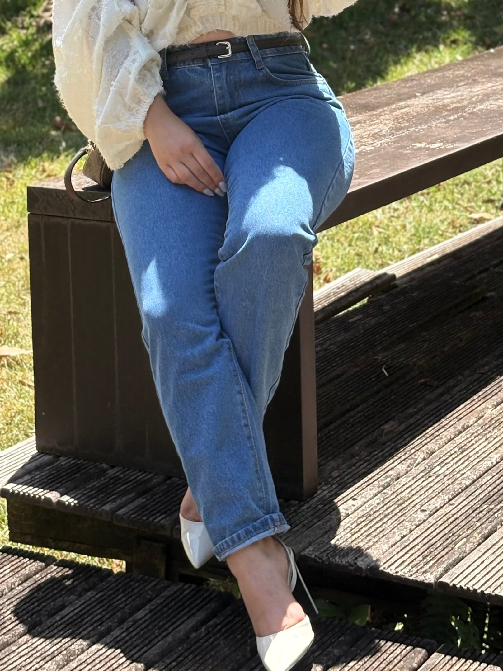Calças de Ganga Mom Fit