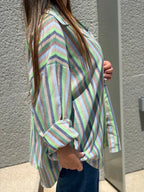Camisa Riscada de Algodão
