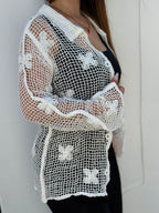 Camisa Botânica em Crochet Branco