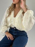Cropped Envelope Texturizado em Bege