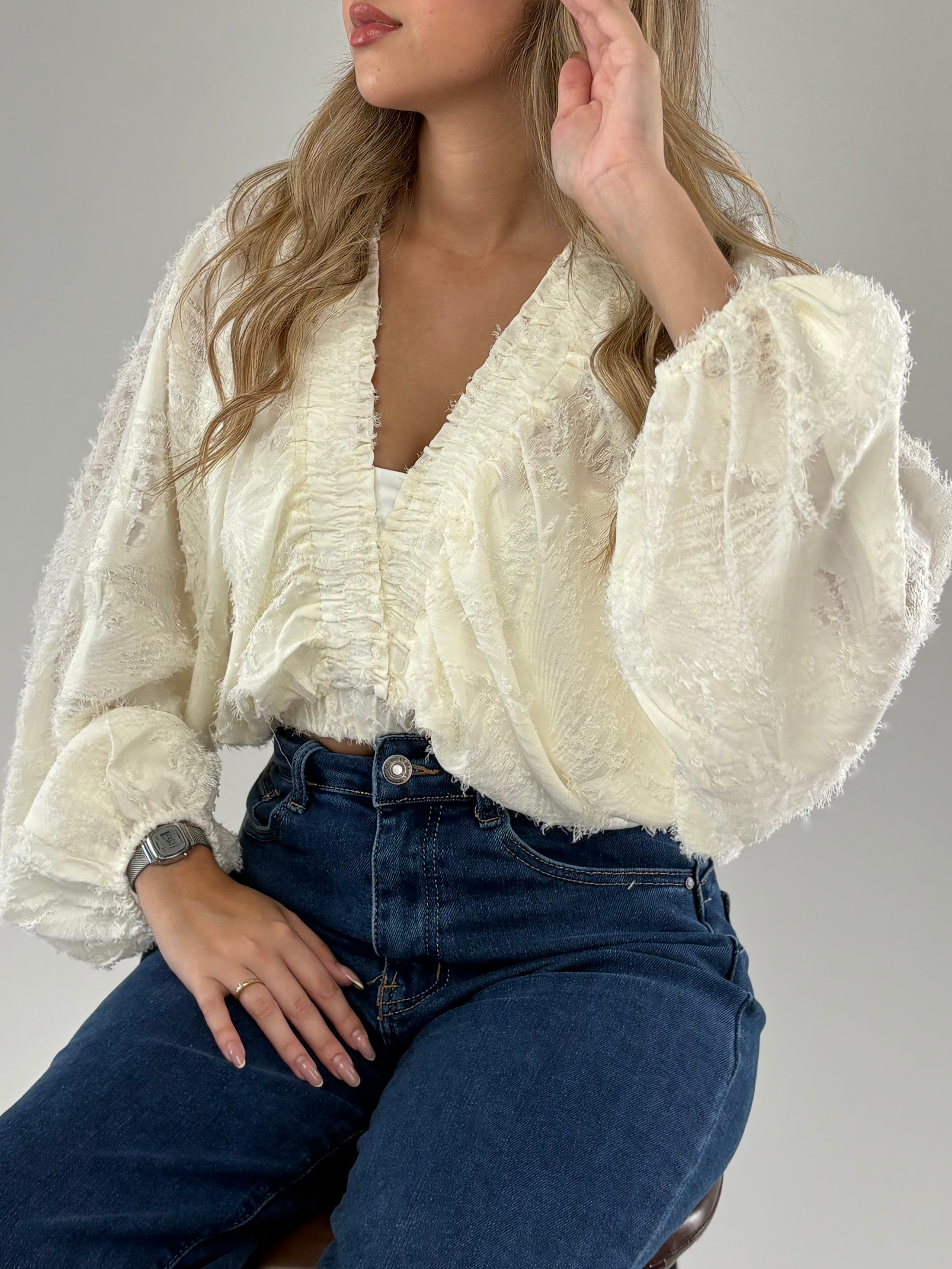 Cropped Envelope Texturizado em Bege